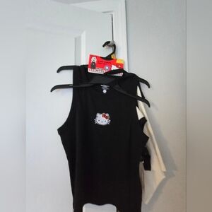 Hello Kitty Black Tank Top with Embroidered Character